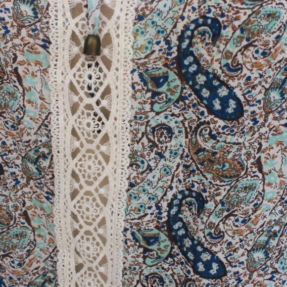 Forever21 Women's Boho Peasant Blouse Embroidered Paisley Print Size XS - Picture 7 of 11